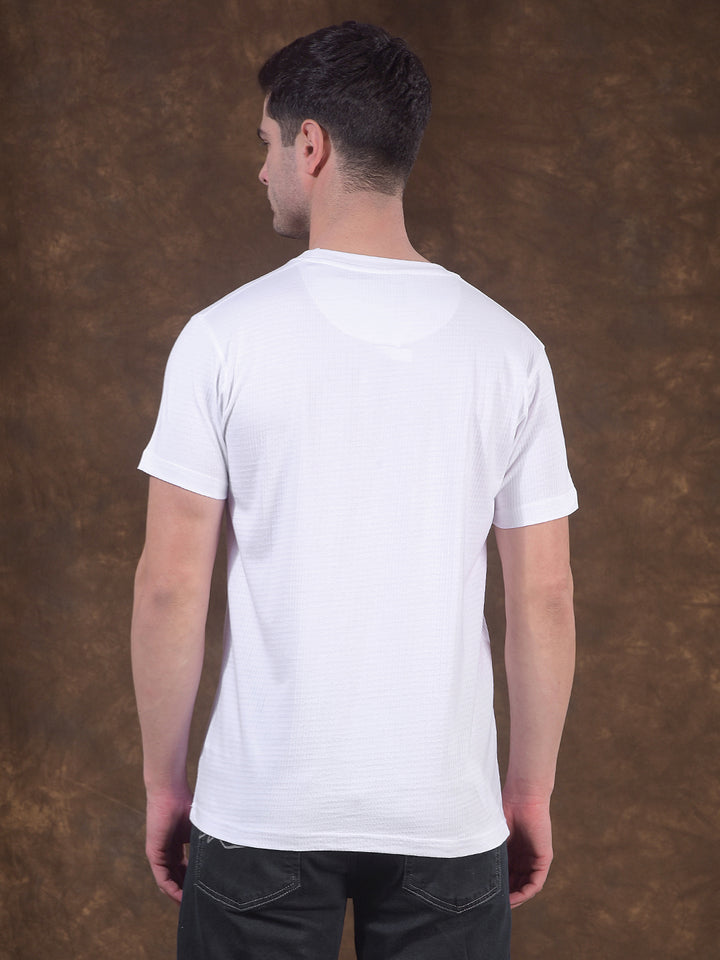 cobb white self-design round neck t-shirt