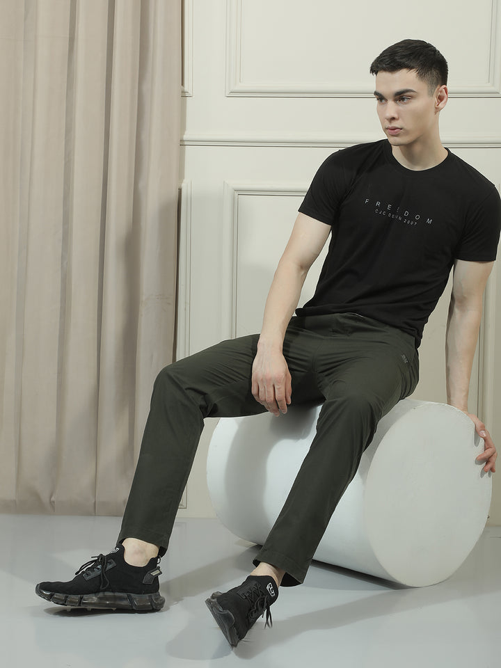 COBB GREEN PRINTED POLO NECK T-SHIRT