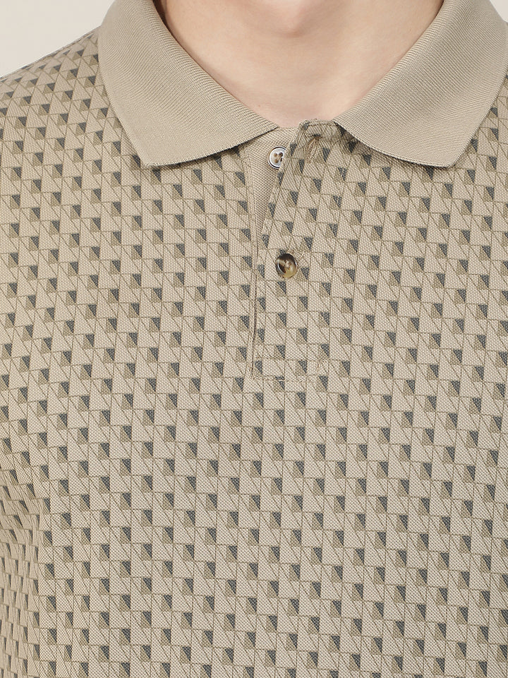 camel printed polo t-shirt