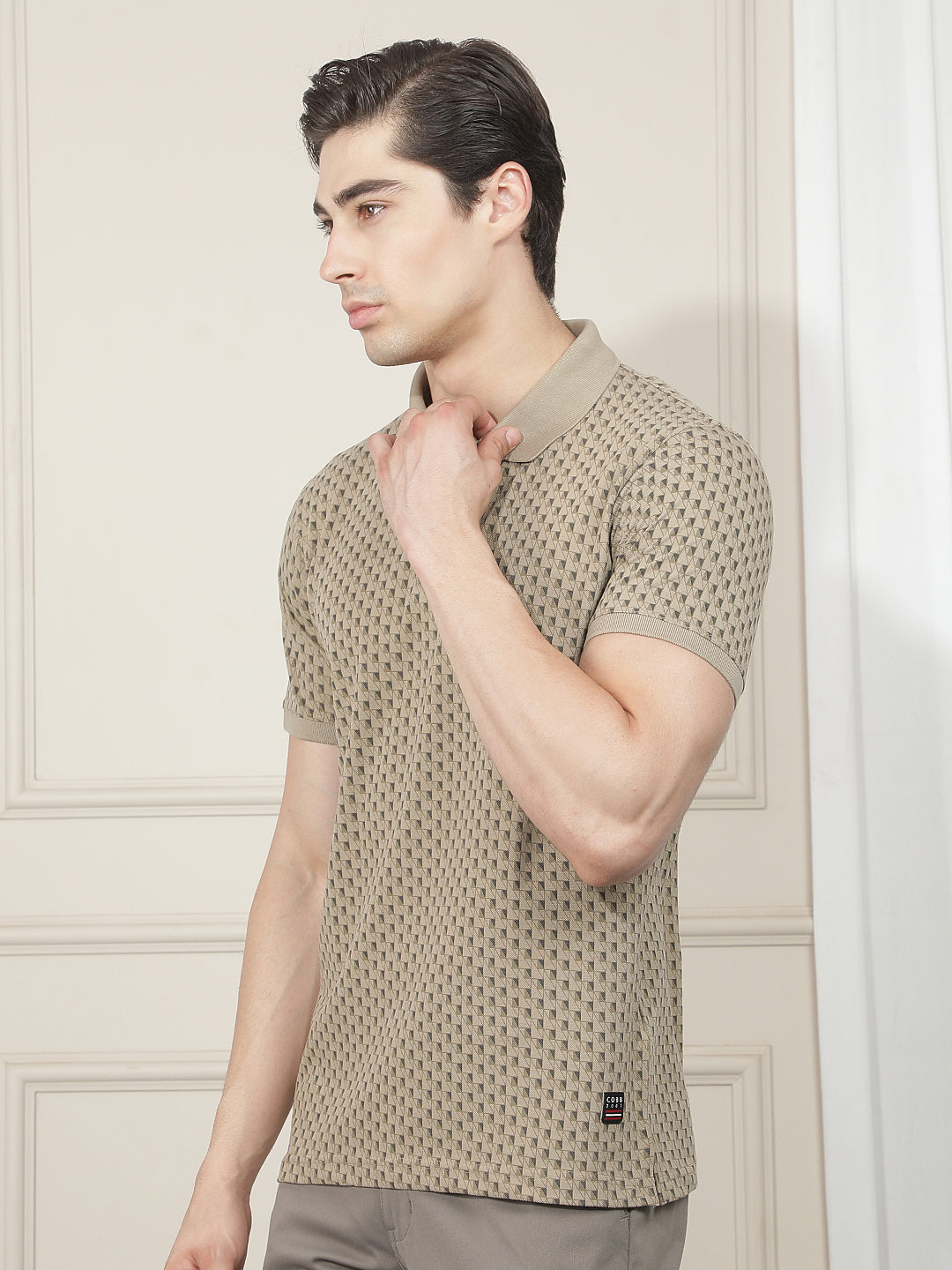 CAMEL PRINTED POLO T-SHIRT