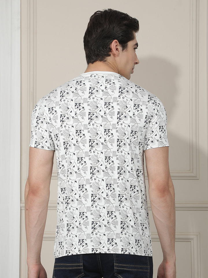 white printed round tees