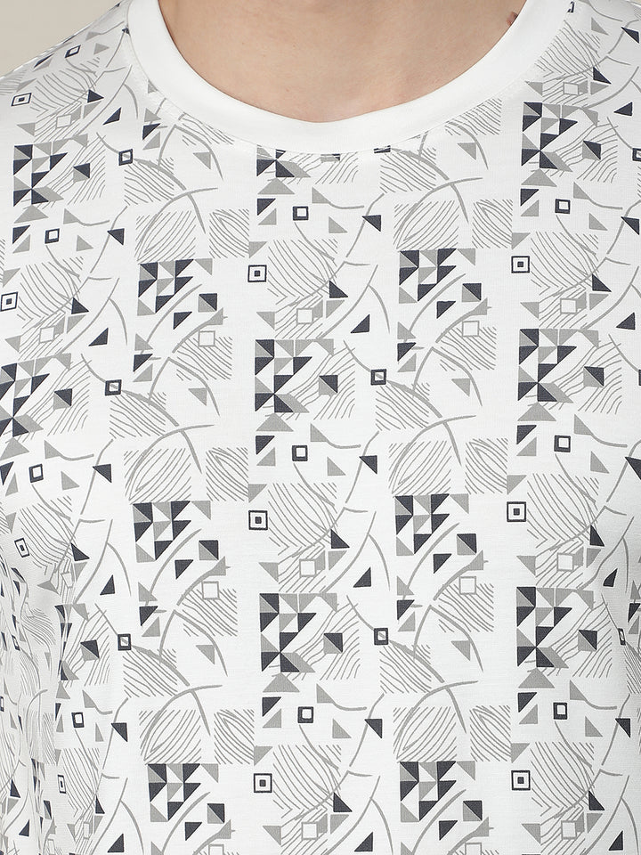 white printed round tees