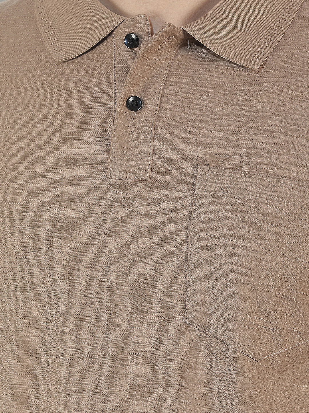 light brown textured polo t-shirt