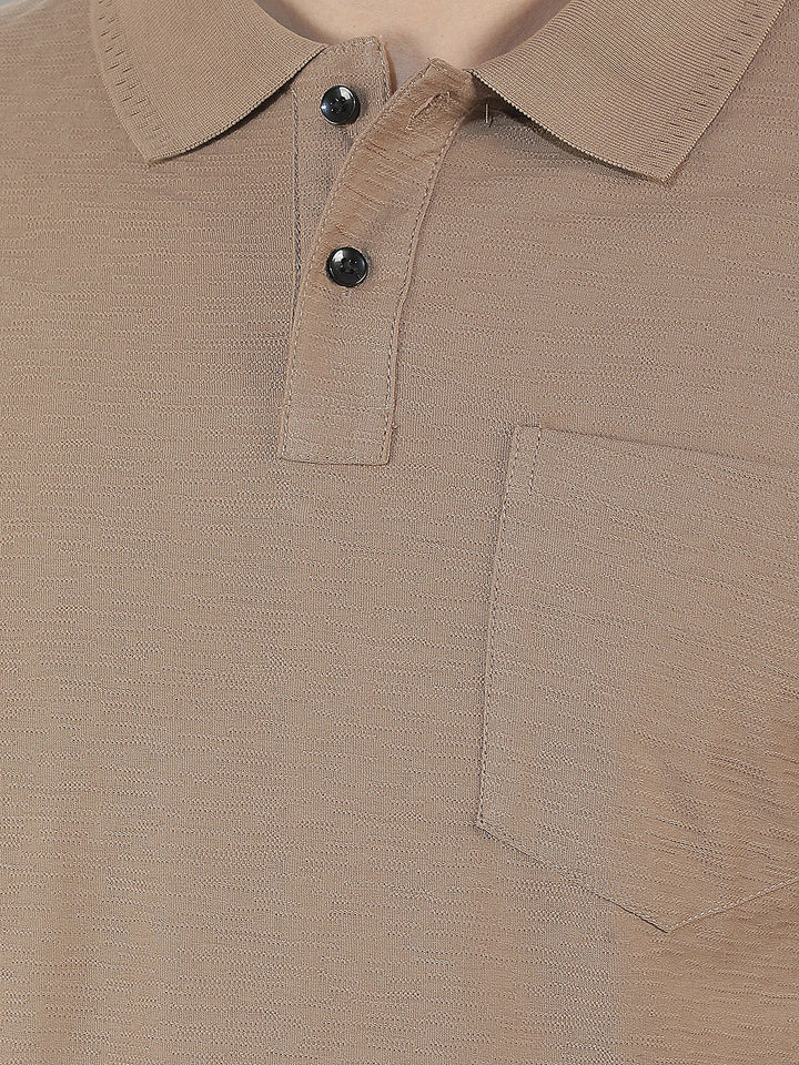 light brown textured polo t-shirt