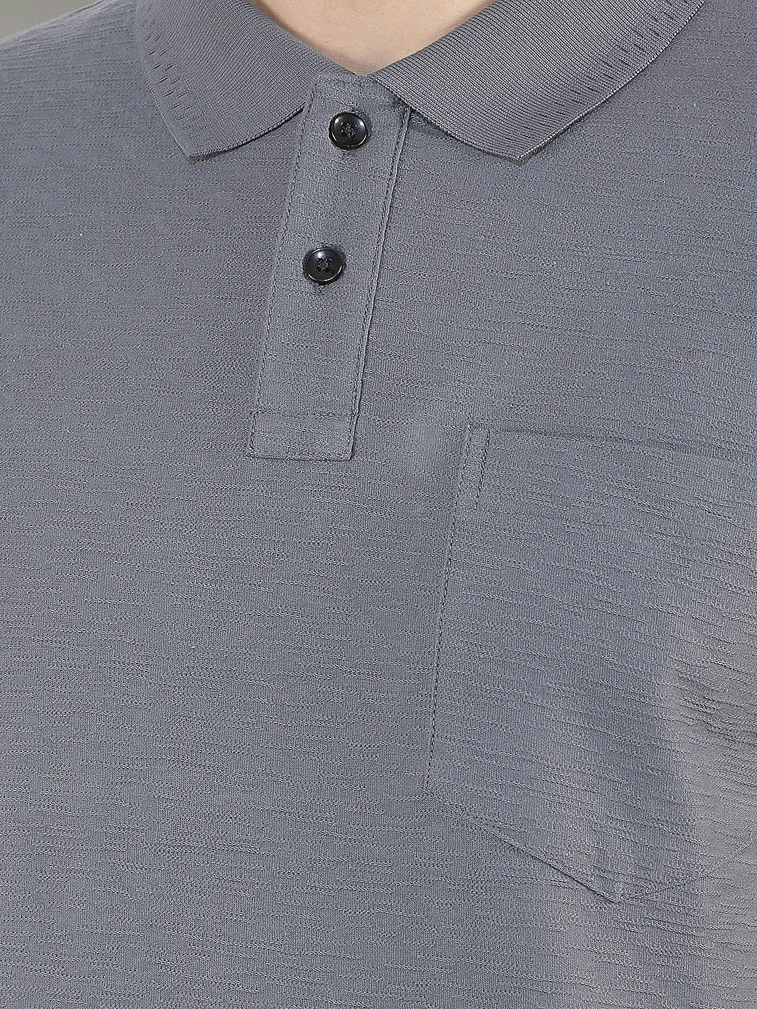 slate grey textured polo t-shirt