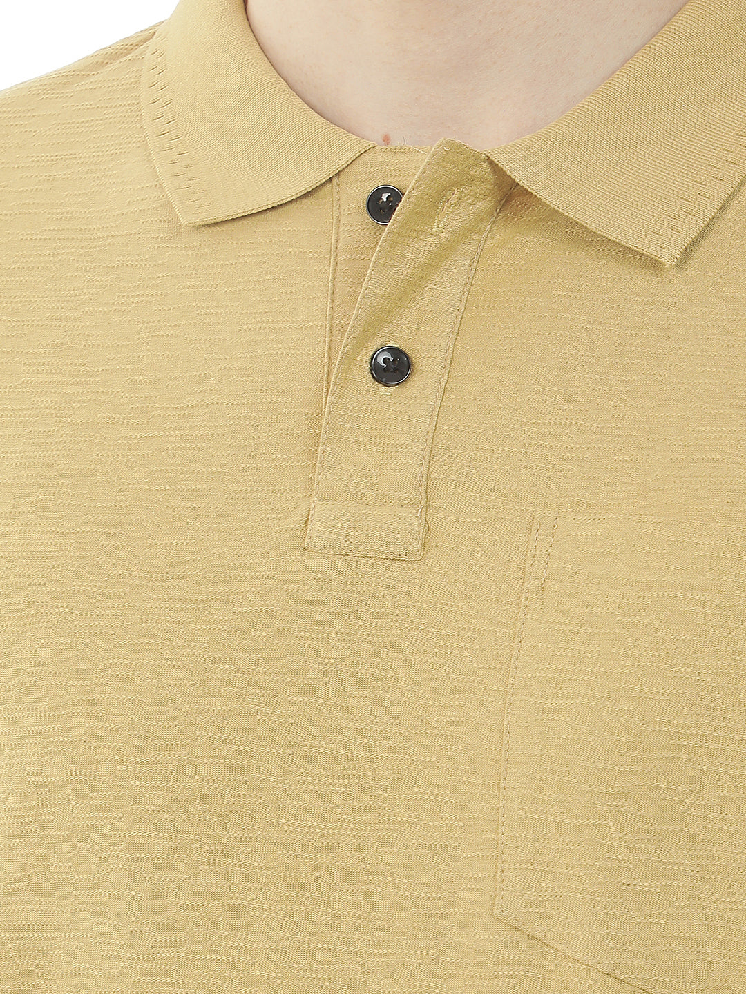 mustard textured polo t-shirt