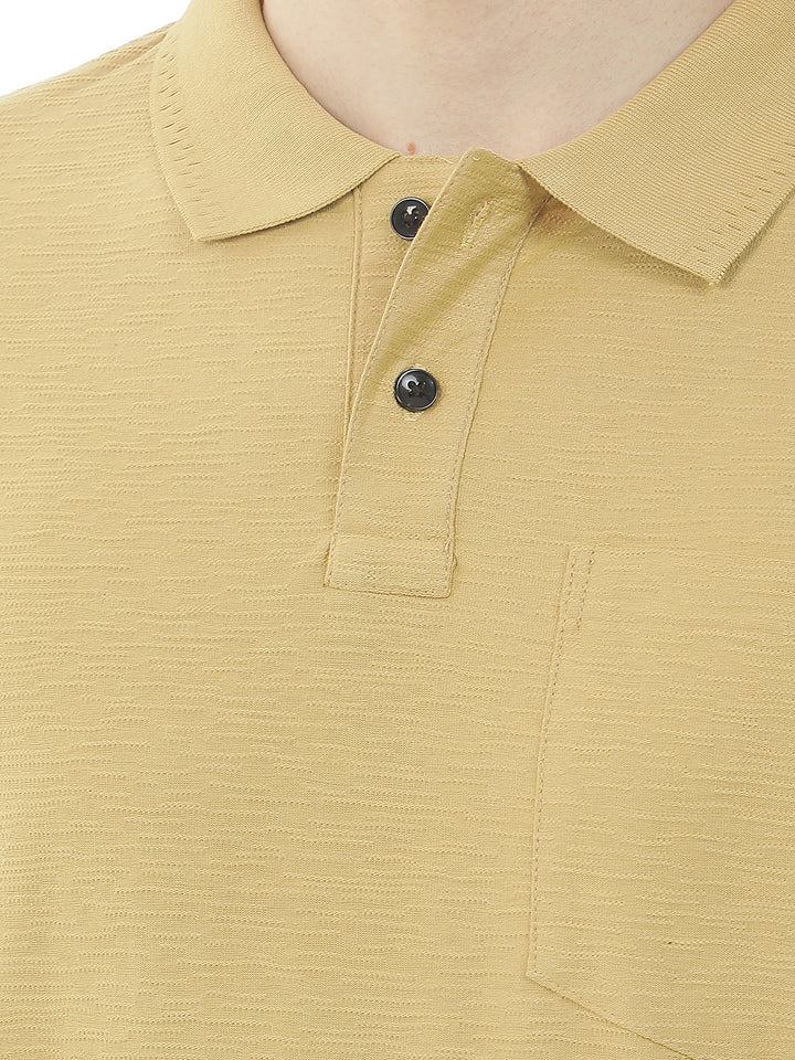 mustard textured polo t-shirt