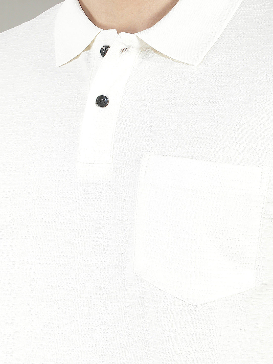 off white textured polo t-shirt