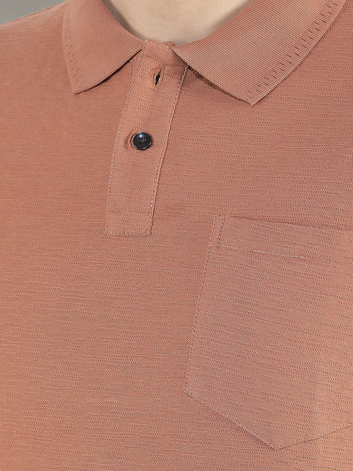 rust textured polo t-shirt