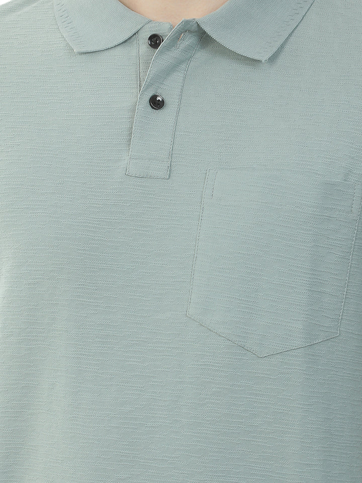 sea green textured polo t-shirt