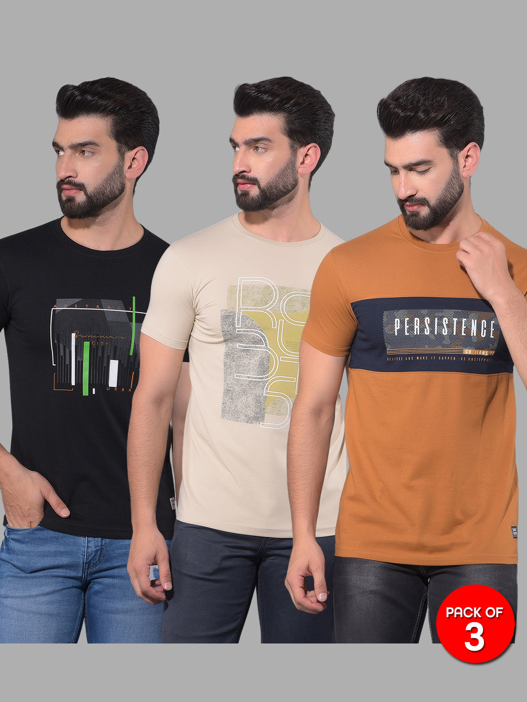 cobb mens combo round neck t-shirt (pack of 3)