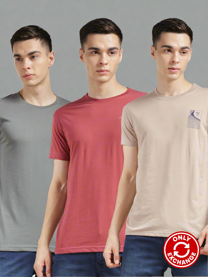 COBB PACK OF 3 ASSORTED ROUND NECK T-SHIRT
