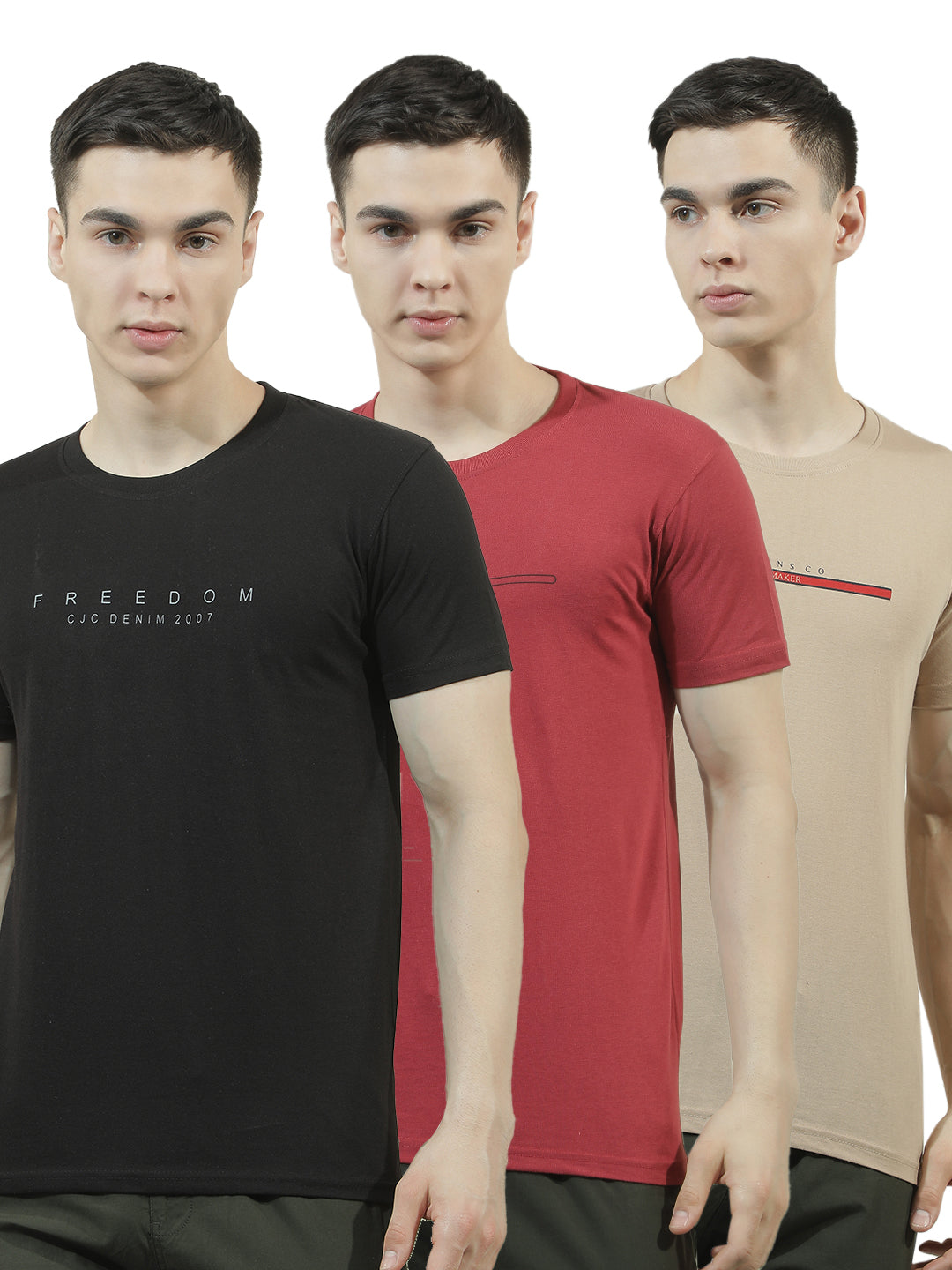 cobb assorted pack of 3 round neck t-shirt
