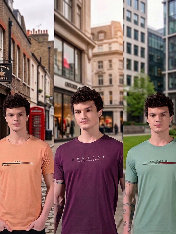 cobb men's pack of 3 assorted round neck t-shirt