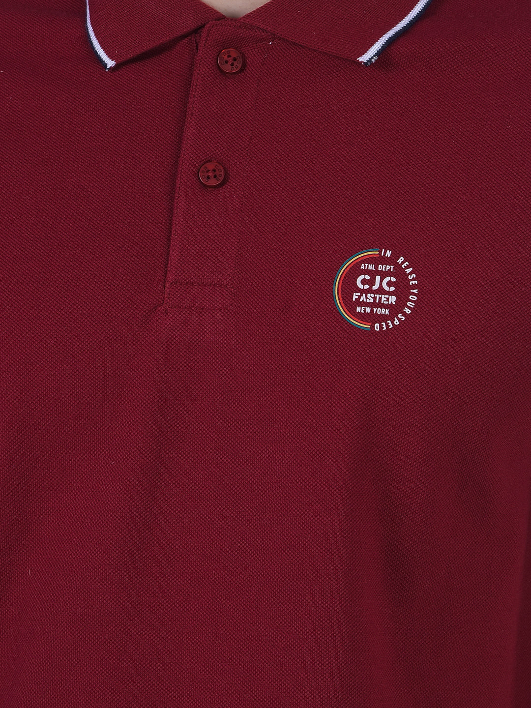cobb solid maroon polo neck t-shirt