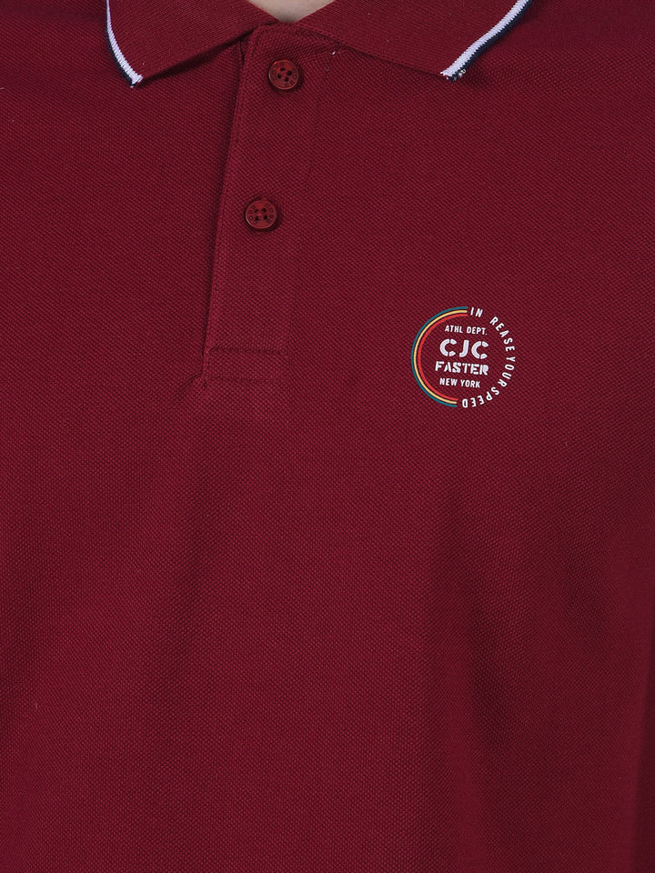 cobb solid maroon polo neck t-shirt