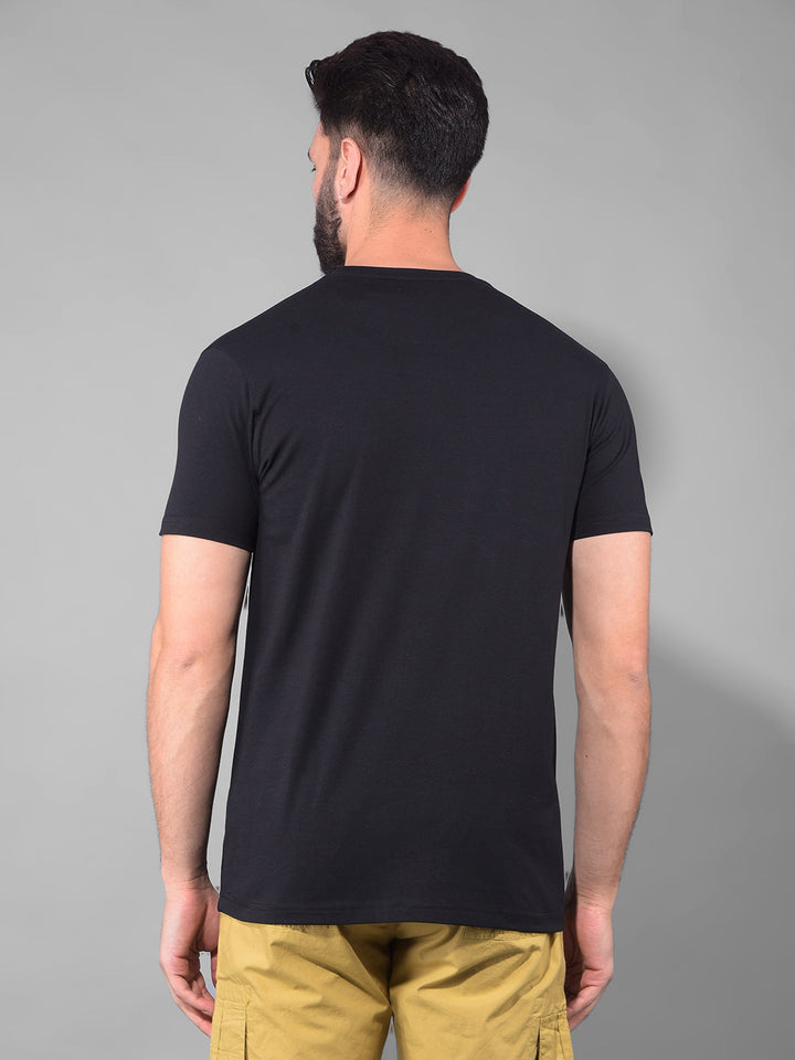 cobb black printed round neck t-shirt