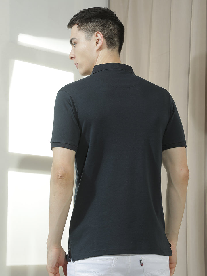 cobb black striped polo neck t-shirt