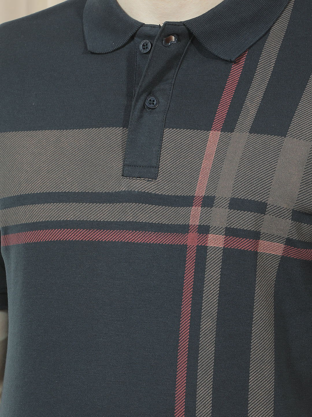 COBB BLACK STRIPED POLO NECK T-SHIRT