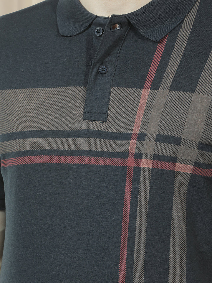 COBB BLACK STRIPED POLO NECK T-SHIRT