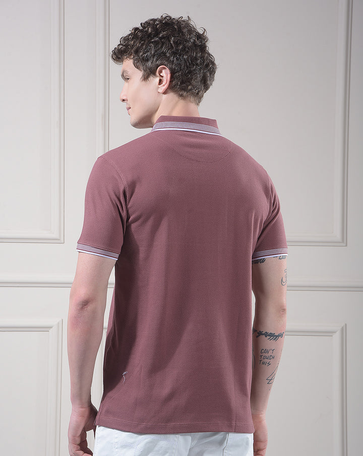 cobb mauve striped polo neck t-shirt