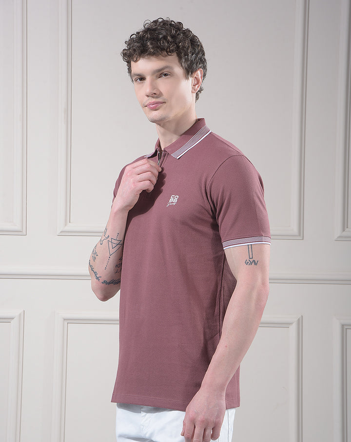 cobb mauve striped polo neck t-shirt