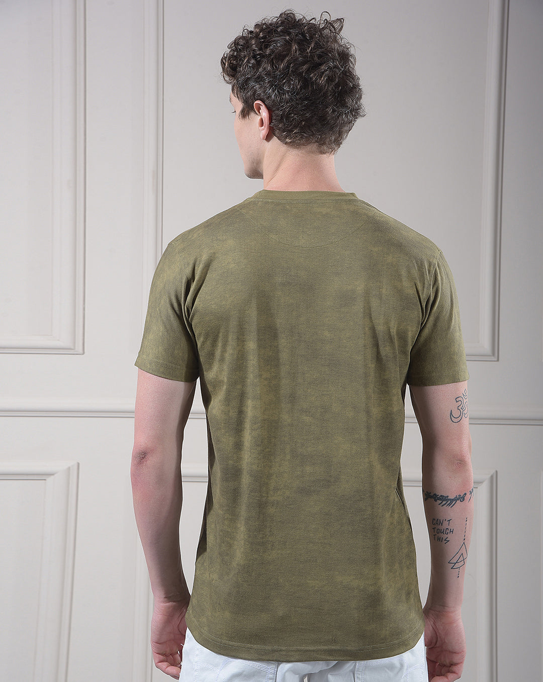 cobb olive self-design round neck t-shirt
