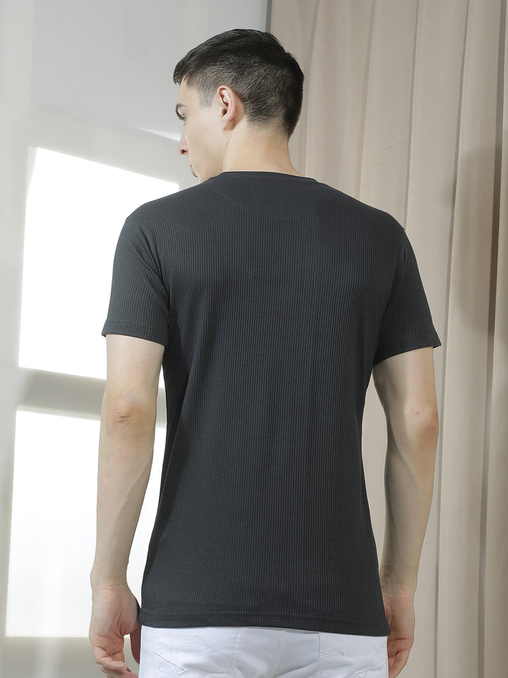 cobb black printed round neck t-shirt