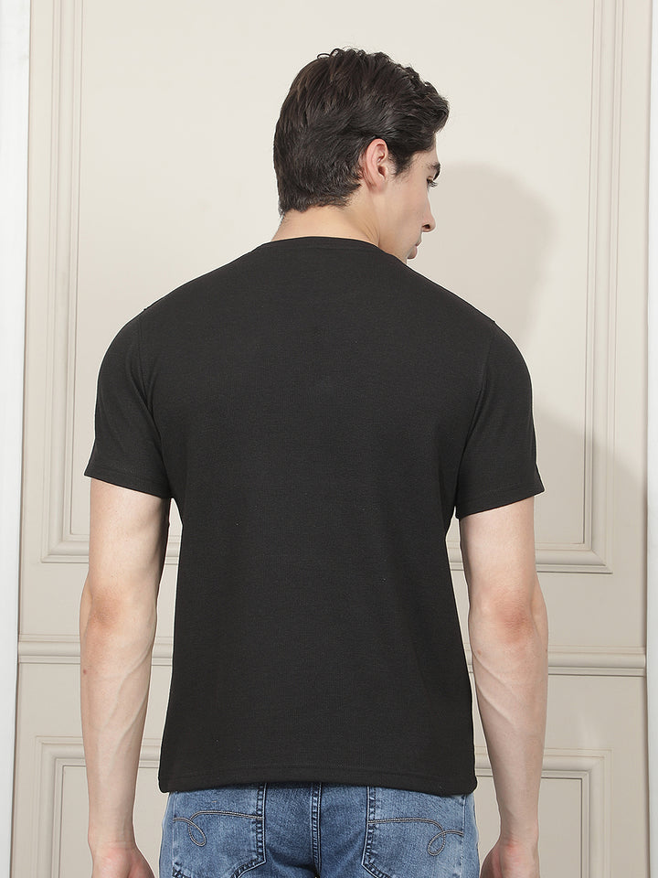 black solid round tees