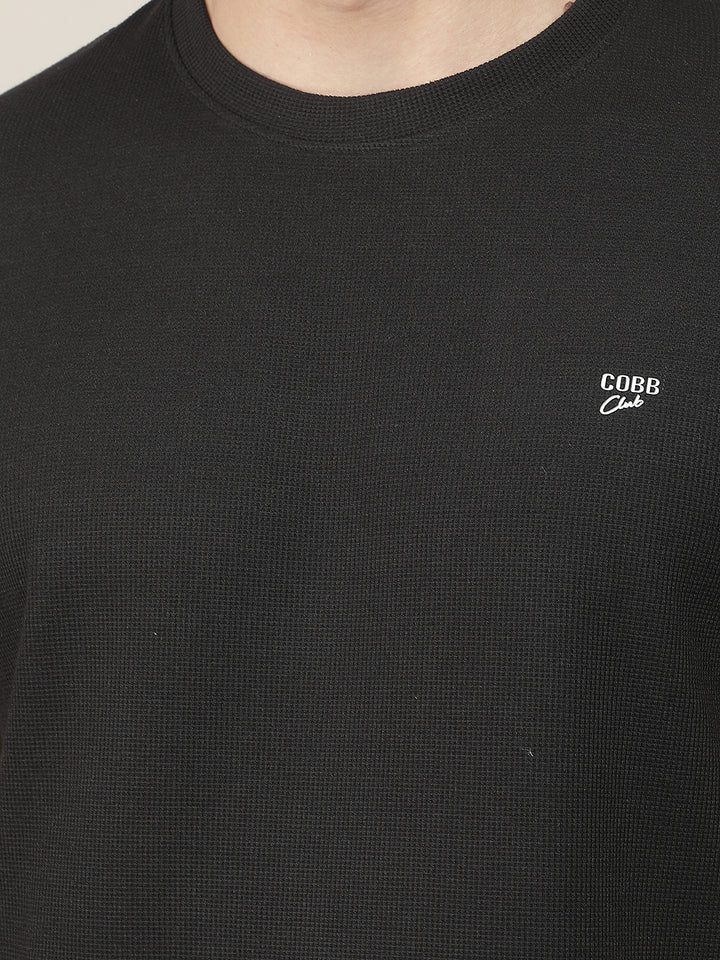 black solid round tees