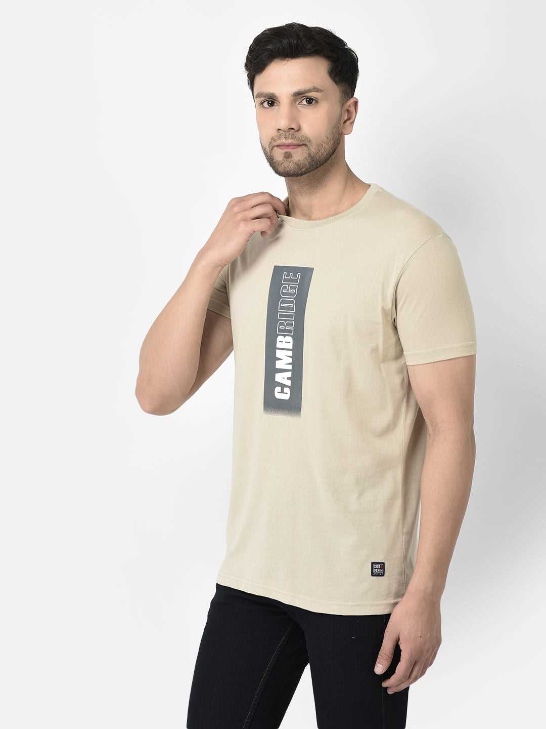 Cobb Beige Printed Slim Fit T-Shirt