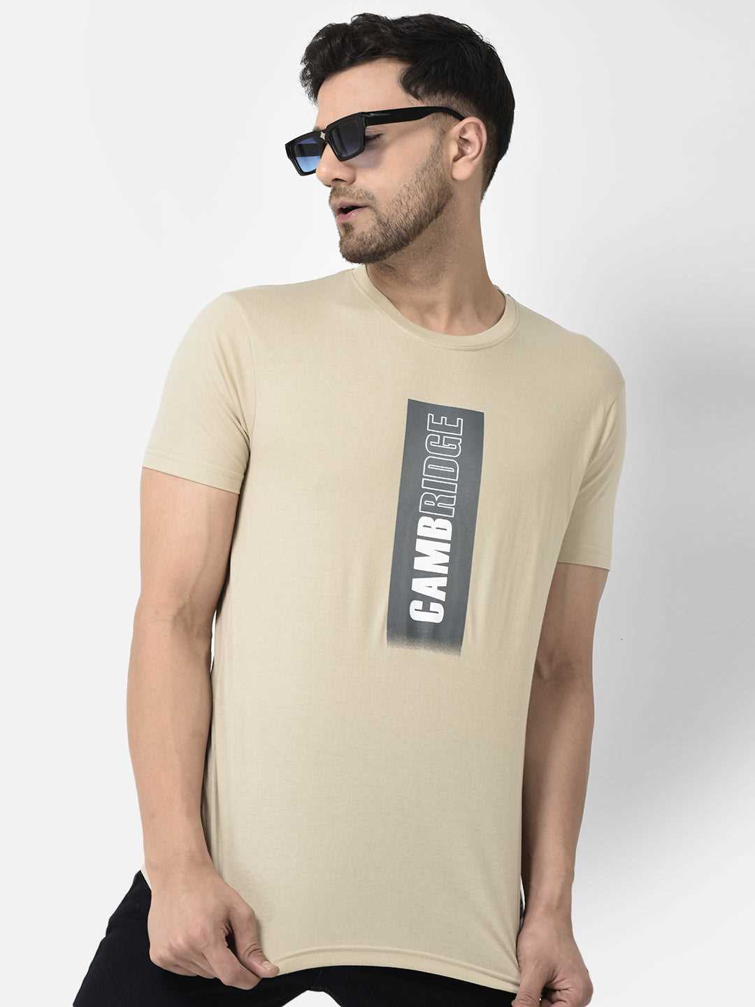 Cobb Beige Printed Slim Fit T-Shirt Beige