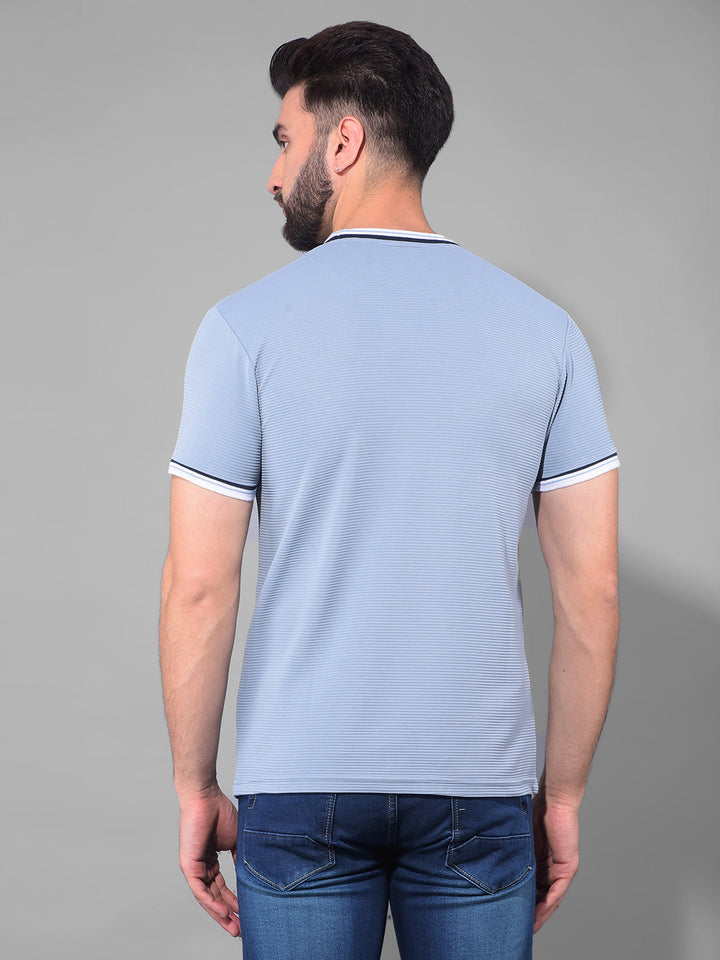 cobb solid dusty sky blue round neck t-shirt