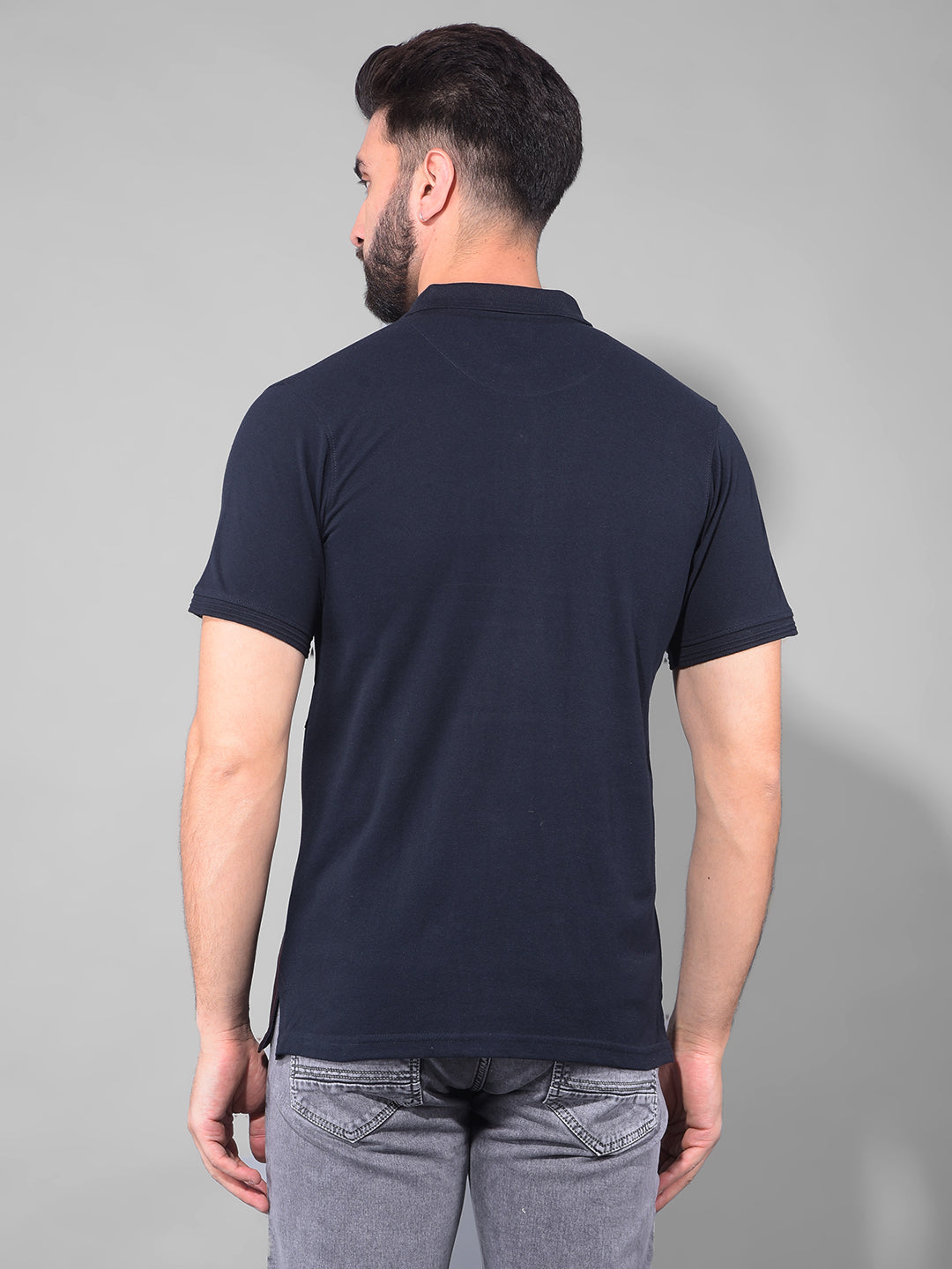 cobb navy wine colourblock polo neck t-shirt