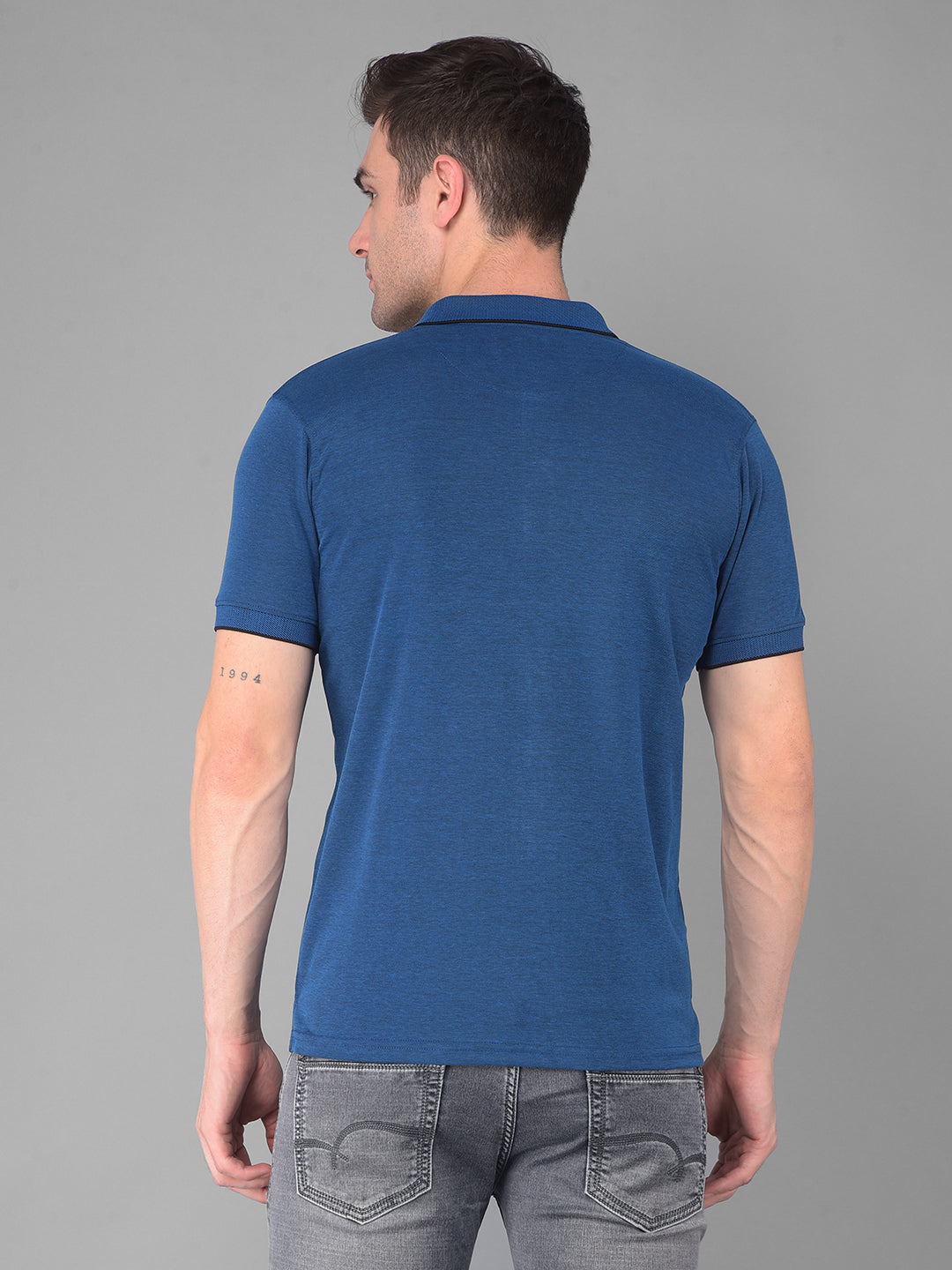 cobb solid royal blue polo neck t-shirt