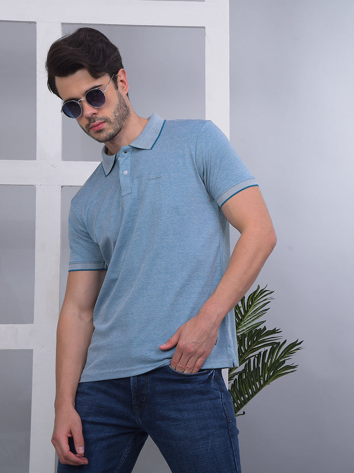 cobb solid light brown polo neck t-shirt