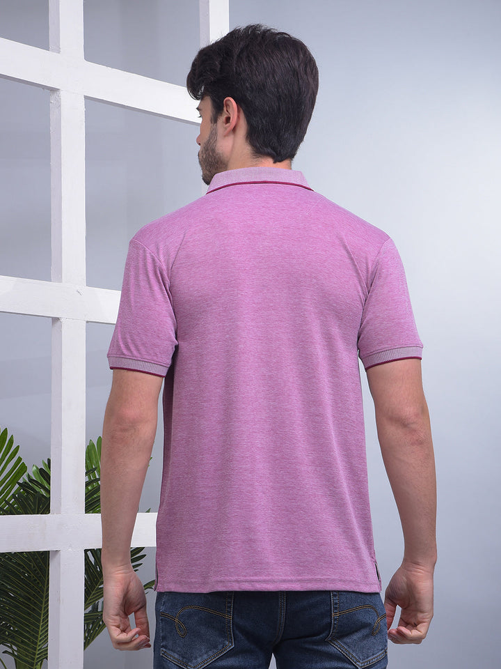 cobb solid mauve polo neck t-shirt