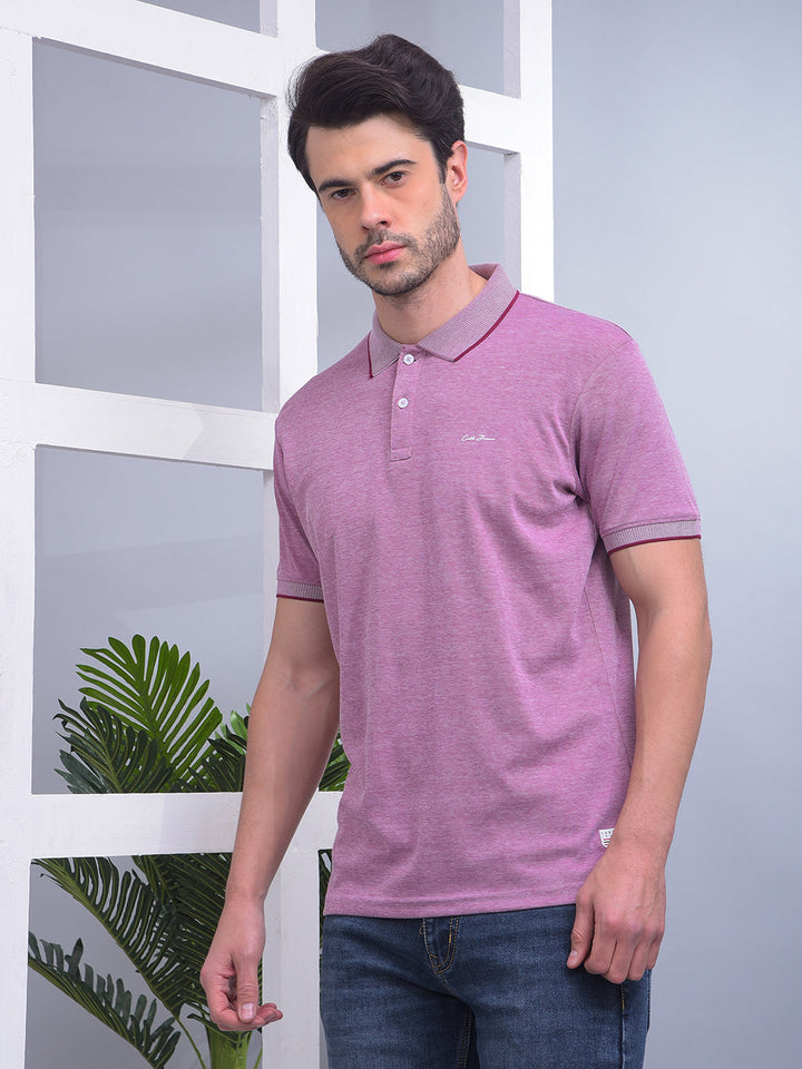 COBB SOLID MAUVE POLO NECK T-SHIRT