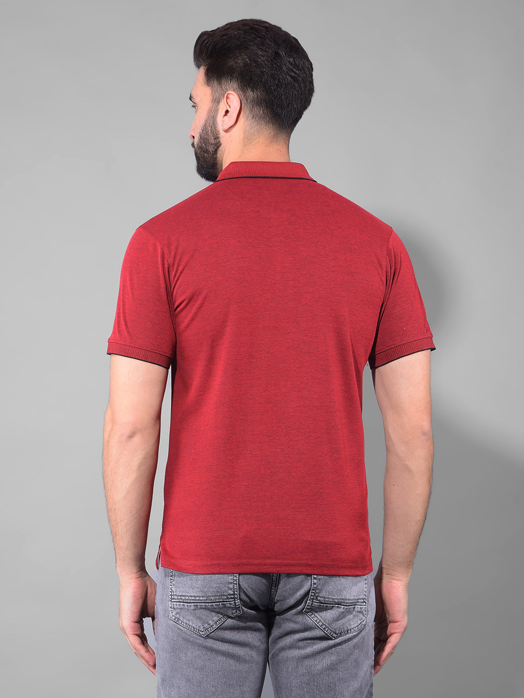 cobb solid red polo neck t-shirt