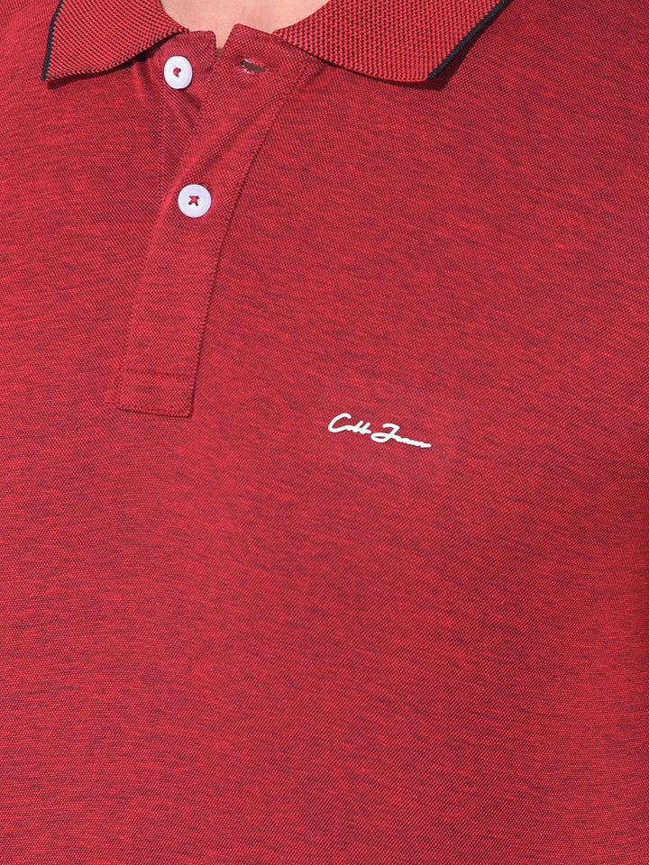 COBB SOLID RED POLO NECK T-SHIRT