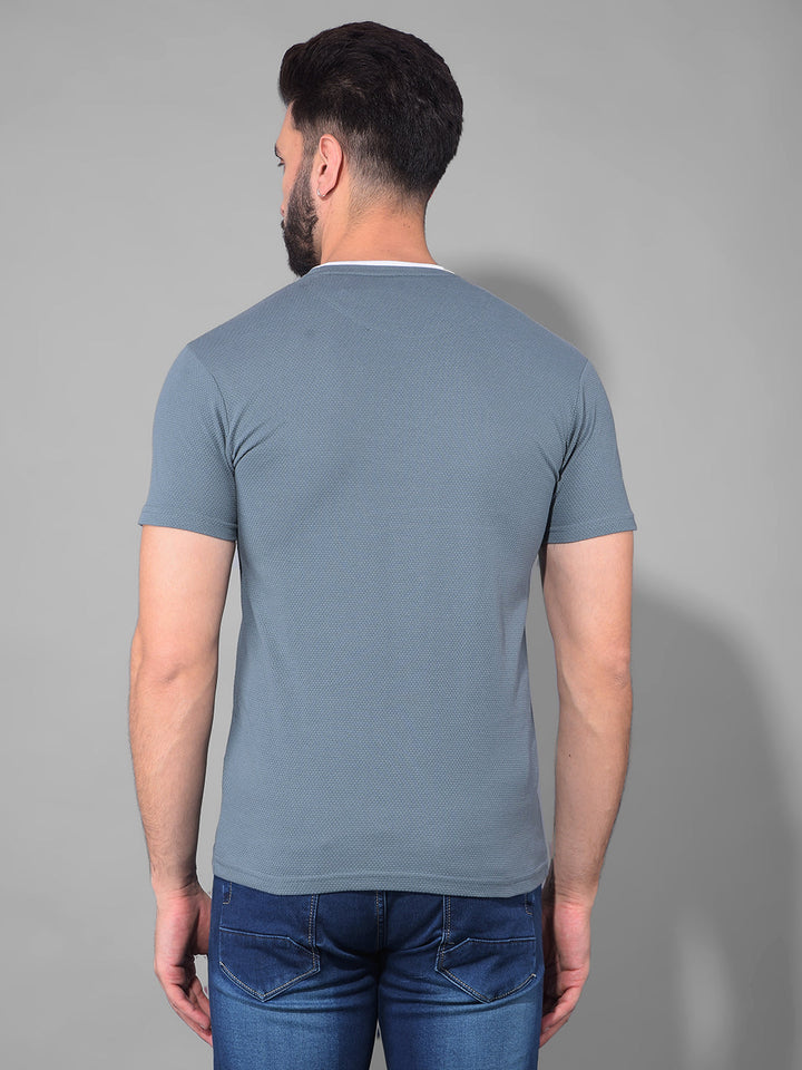 cobb dark grey printed round neck t-shirt