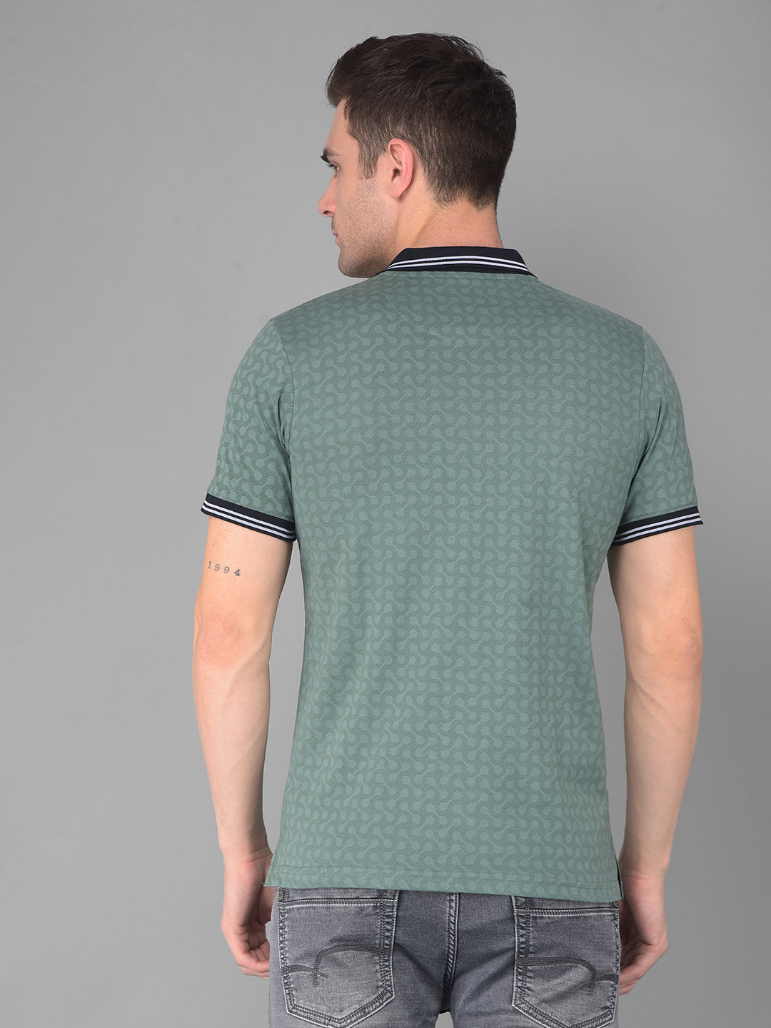 cobb green printed polo neck t-shirt