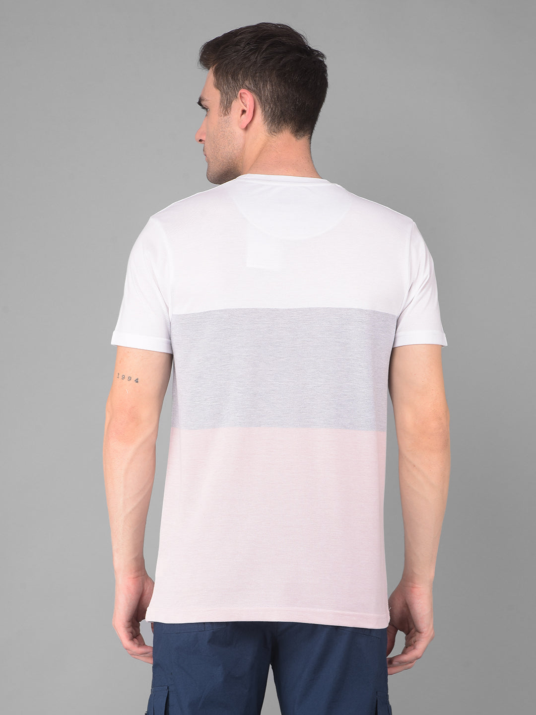 cobb pink striped round neck t-shirt