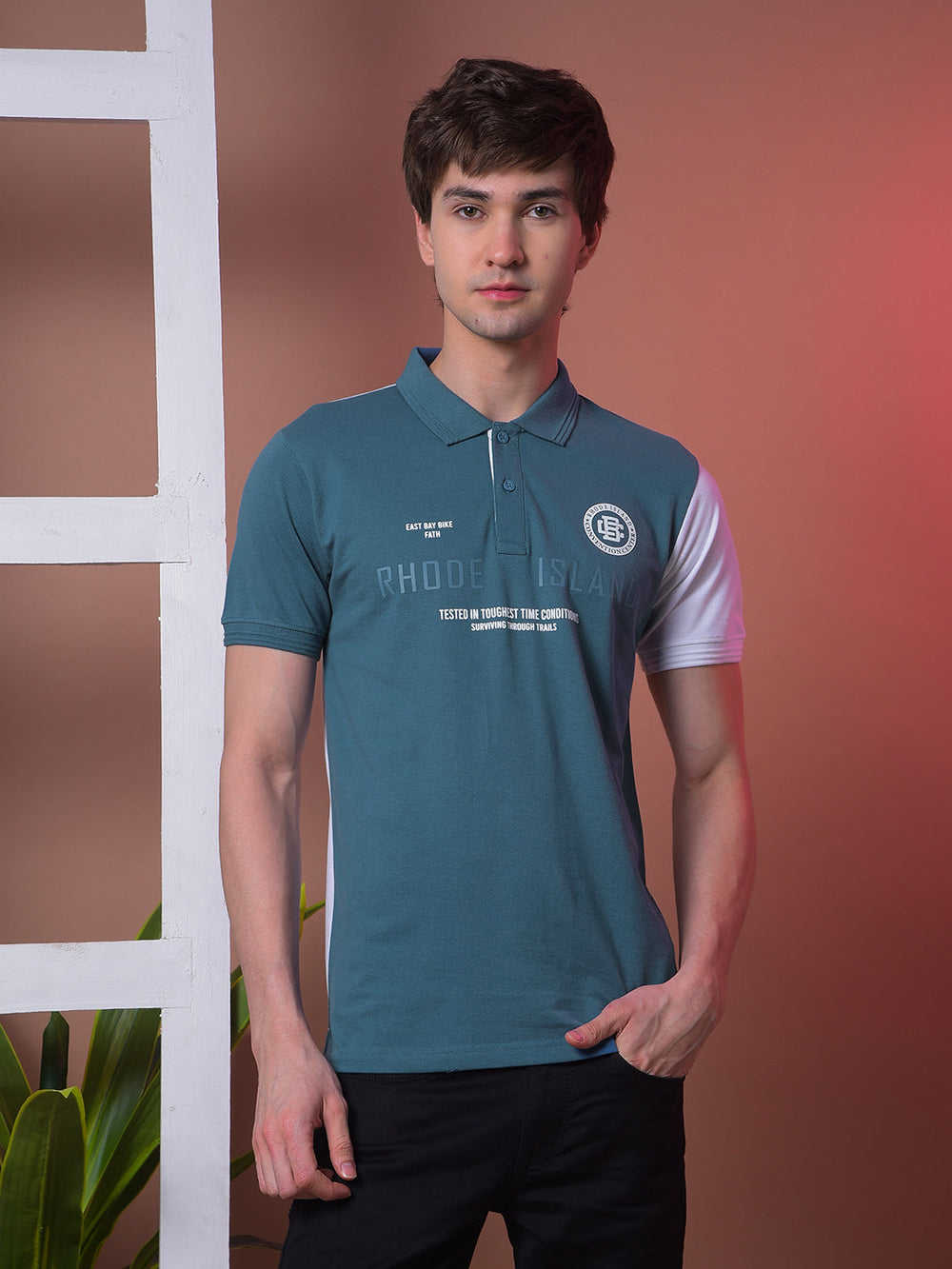 cobb air force blue printed polo neck t-shirt