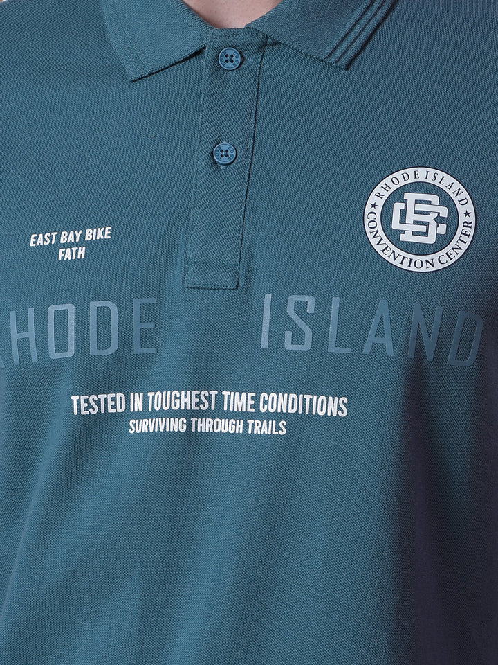 cobb air force blue printed polo neck t-shirt