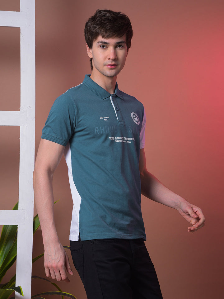 COBB AIR FORCE BLUE PRINTED POLO NECK T-SHIRT