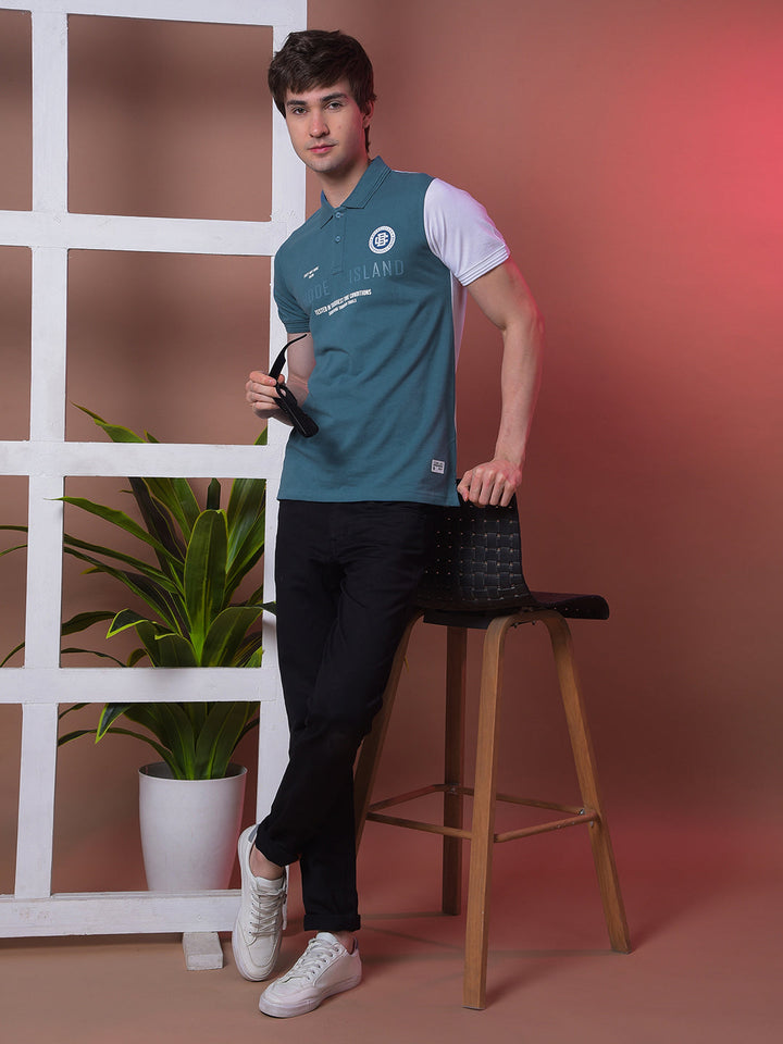 COBB AIR FORCE BLUE PRINTED POLO NECK T-SHIRT