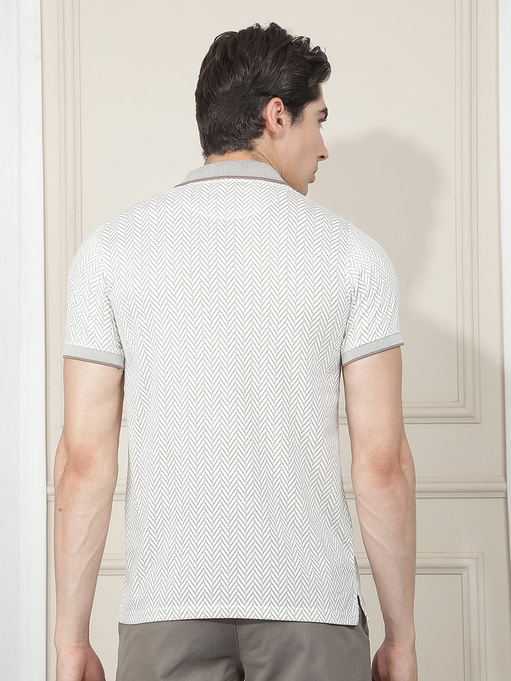 white printed polo t-shirt