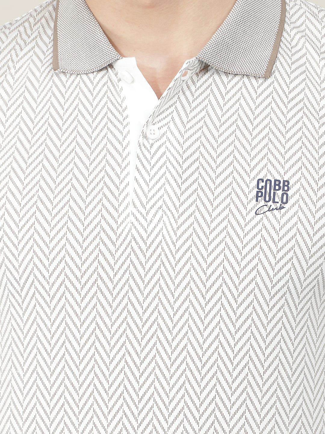 white printed polo t-shirt