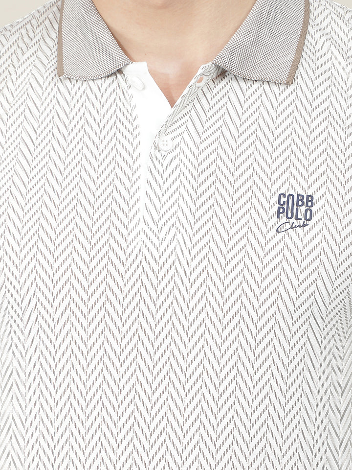 white printed polo t-shirt